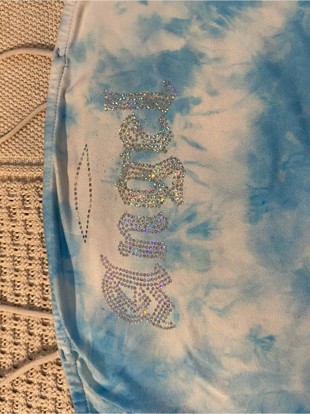 Faded Rose Y2k Blue Tie-Dye Strapless Crop Top M - Picture 3 of 7